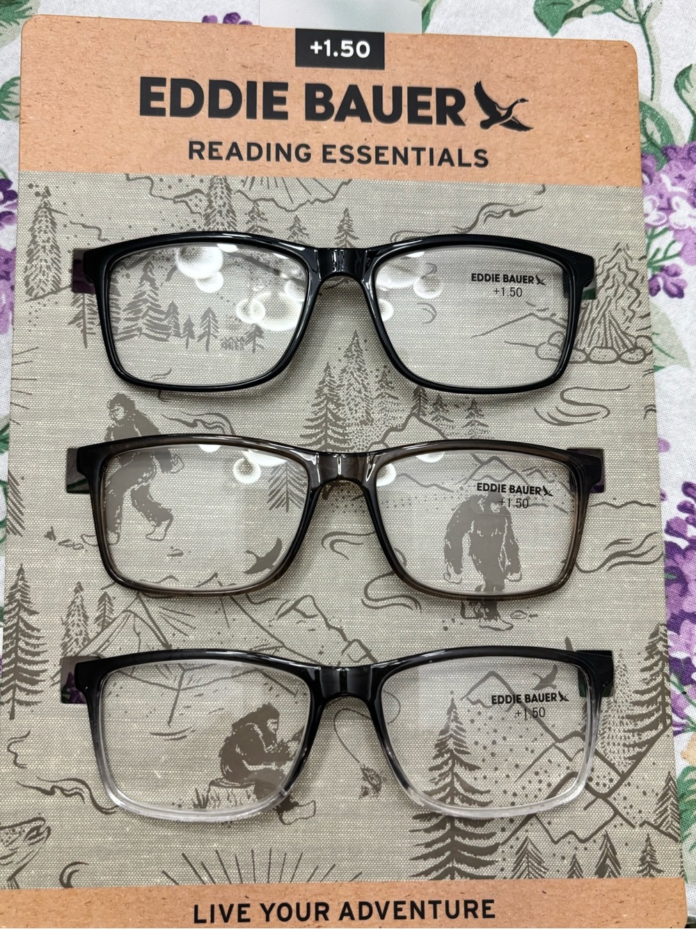 Eddie Bauer Men’s Reading Glasses - Black / Green/ Demi Gray  Frames (+1.50)